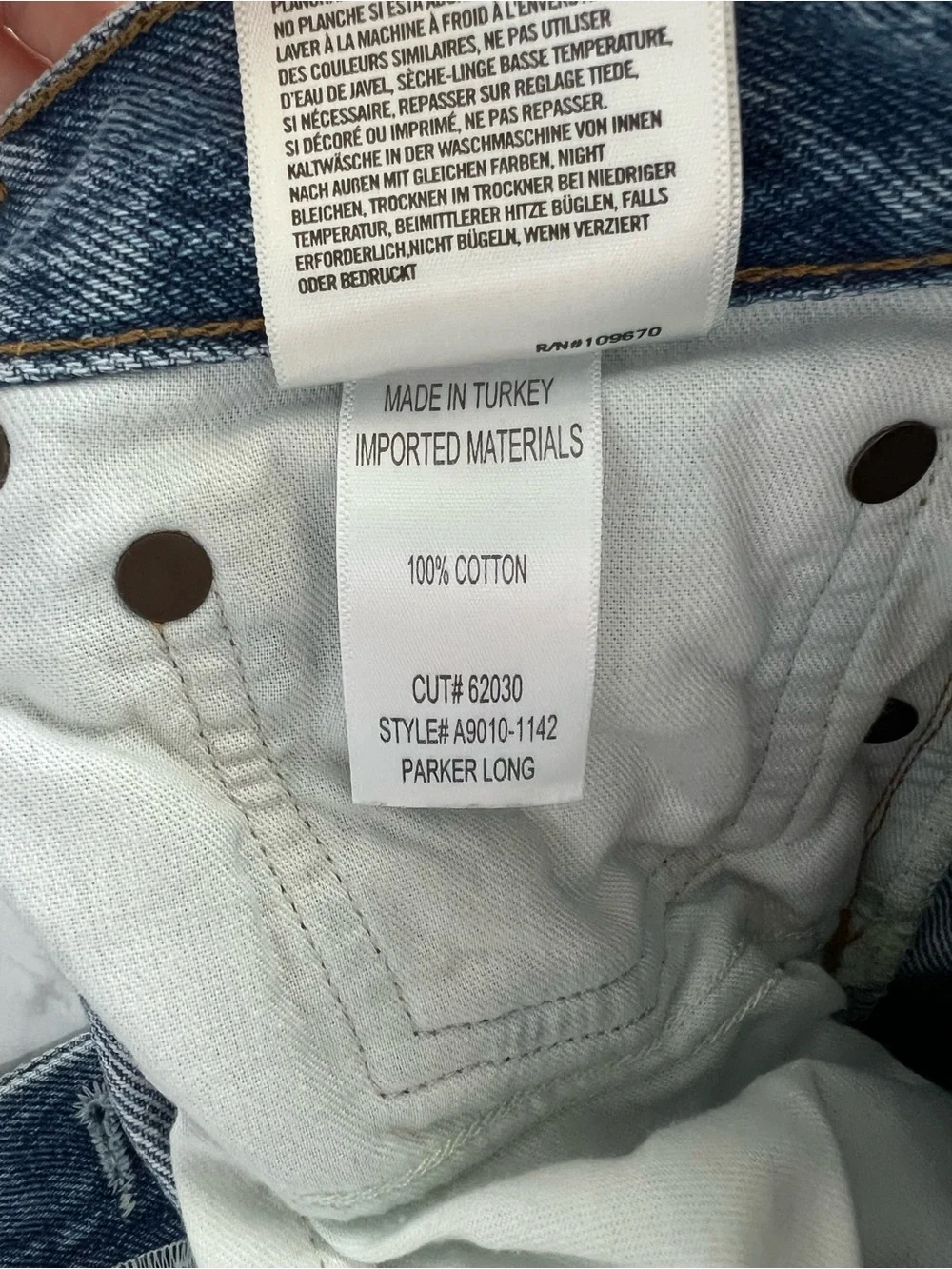 AGOLDE Parker Long High-Rise Cutoff Shorts Skywave Blue Wash Size 26